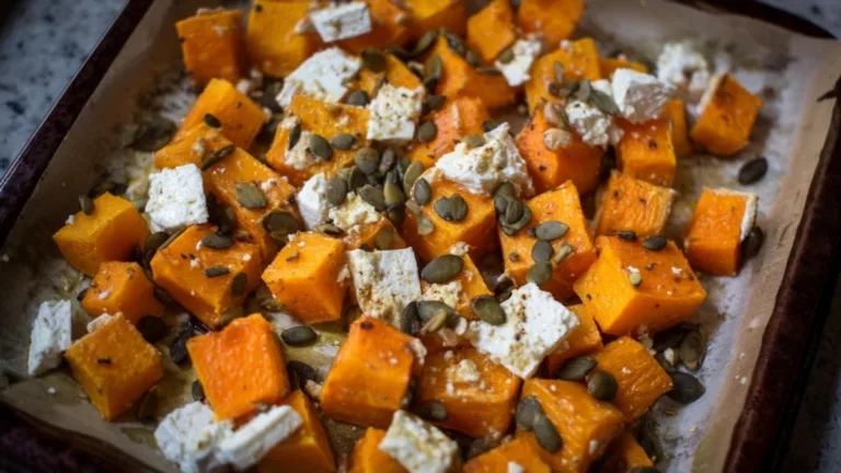 Фото блюда: Салат с печеной тыквой и фетой — яркие осенние вкусы
