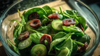 Фото рецепта: Салат со шпинатом и унаби с цитрусовой заправкой за 10 минут