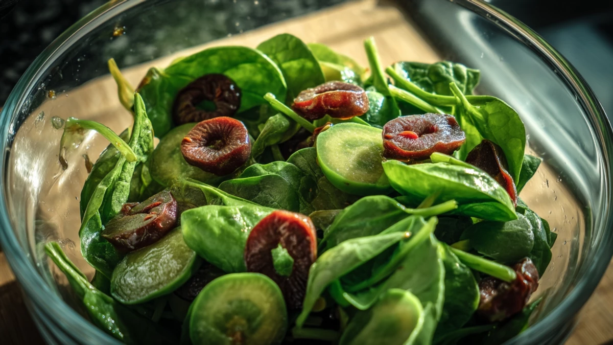 Фото блюда: Салат со шпинатом и унаби с цитрусовой заправкой за 10 минут