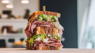 Фото рецепта: Сэндвич с бастурмой – вкусный и сытный обед