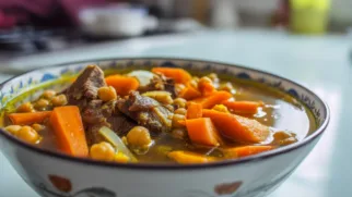 Фото рецепта: Узбекская шурпа с бараниной — сытный суп с овощами и пряностями