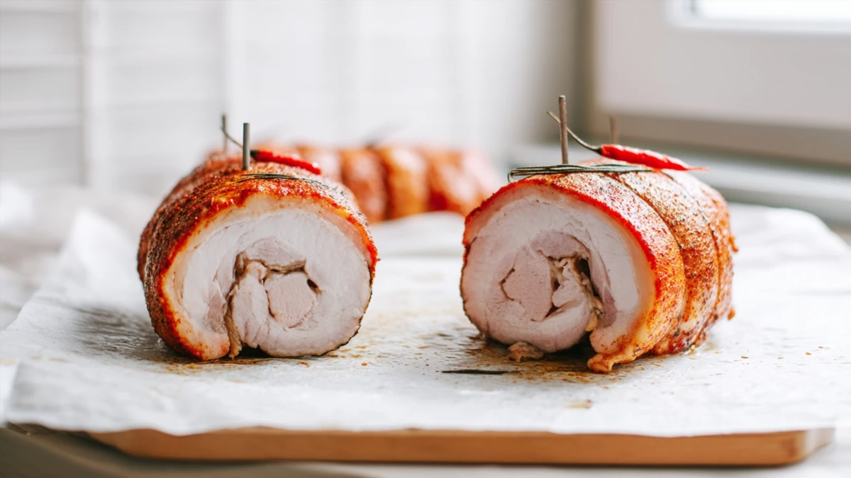 Фото блюда: Свиные рулетики с паприкой в сетке