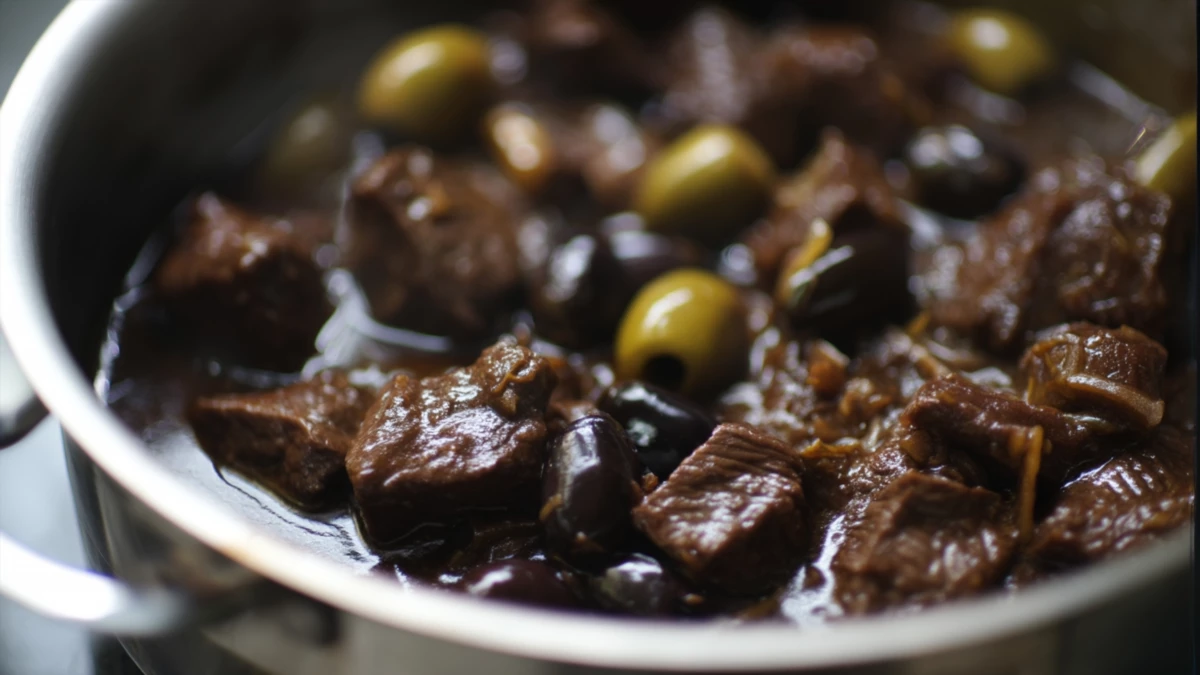 Фото блюда: Томленая говядина с маслинами – идеальный ужин для гурманов