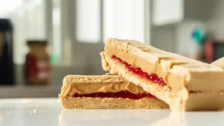 Фото рецепта: Тосты с арахисовой пастой и мармеладом как сделать быстрый сладкий перекус дома