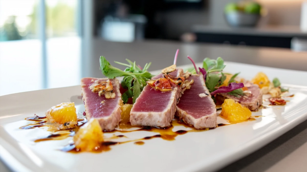 Фото блюда: Тунец с грейпфрутовой заправкой