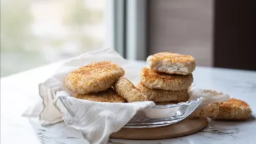 Фото рецепта Творожные сырники с рисовыми хлопьями с нежной серединкой и хрустящей корочкой