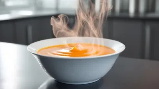 Фото рецепта: Тыквенный крем-суп с хурмой – Рецепт с калорийностью и пошаговыми инструкциями