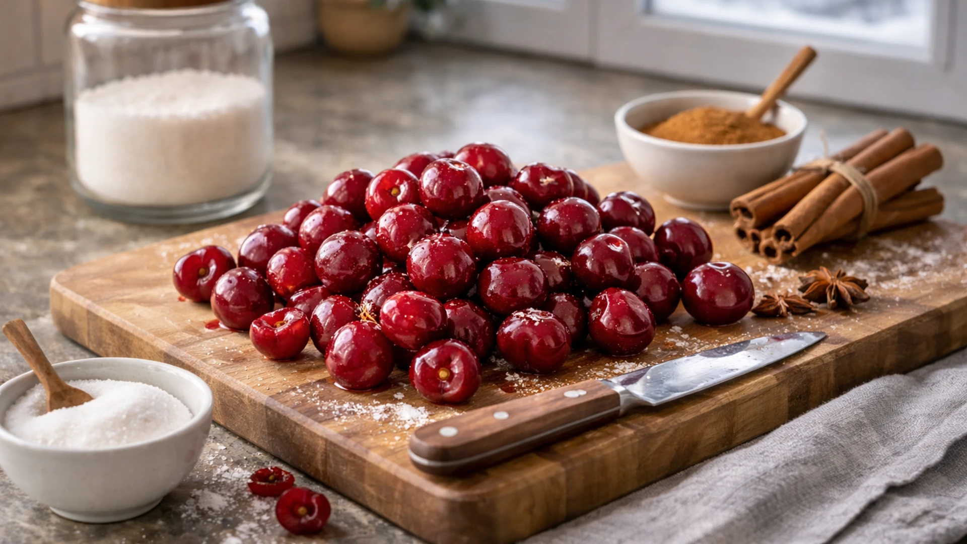 Подготовка ингредиентов для блина «Зимняя вишня»