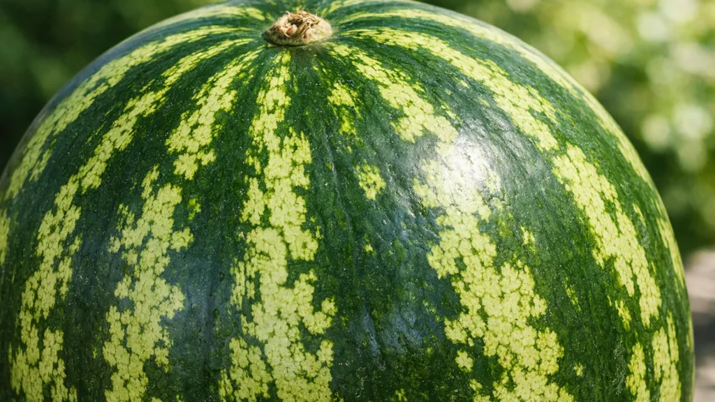 Внешний вид спелого арбуза с плотной коркой
