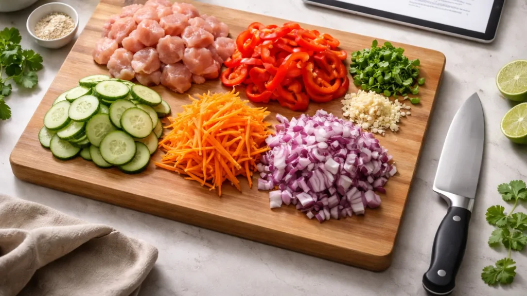 Примеры разных нарезок продуктов для выбора под блюдо