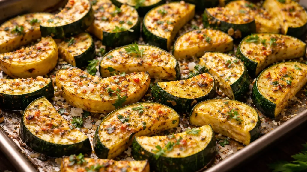 Запеченные кабачки и цукини с зеленью и специями