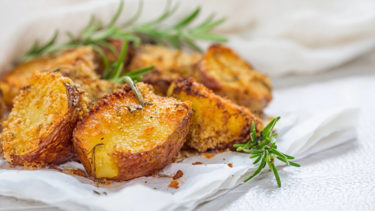 Фото блюда: Запеченный картофель с розмарином и пармезаном