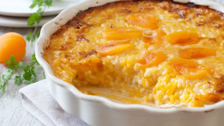 Фото блюда: Запеканка из риса с урюком: нежный десерт с золотистой корочкой