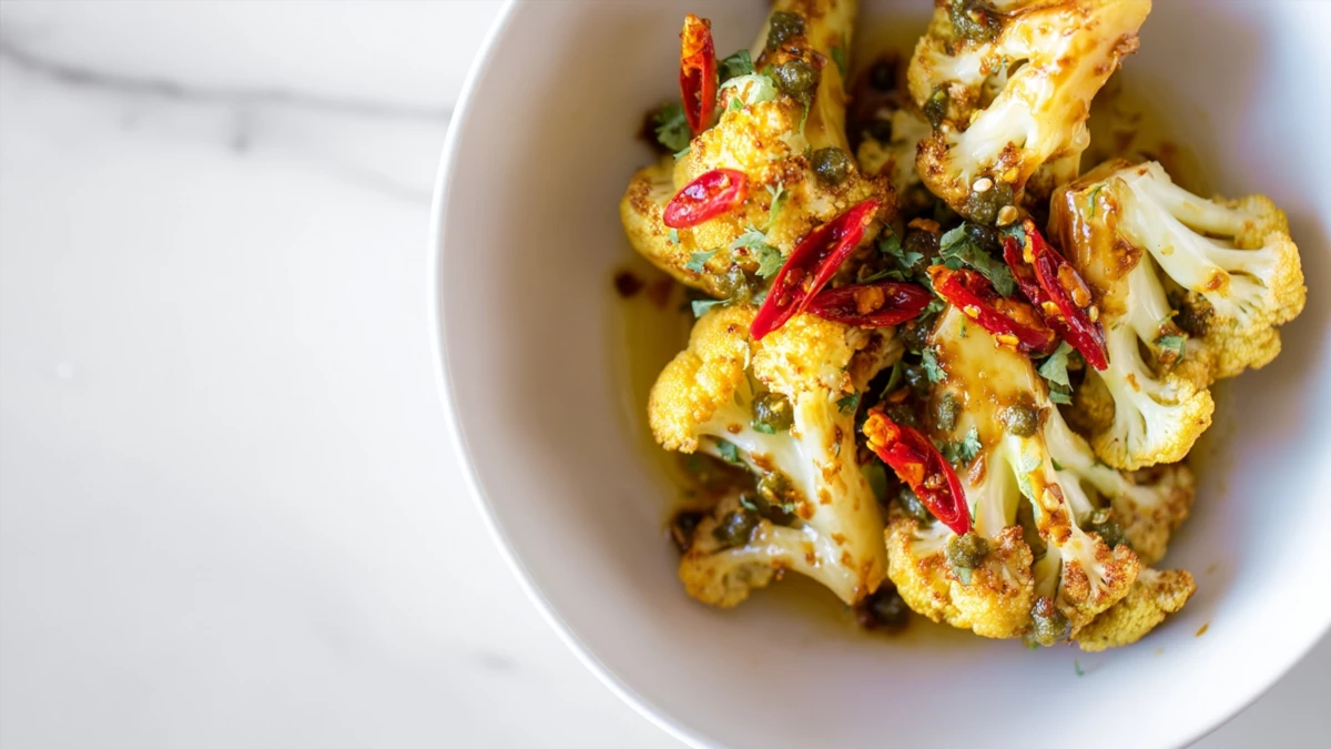 Фото блюда: Жареная цветная капуста с каперсами и лимонной заправкой