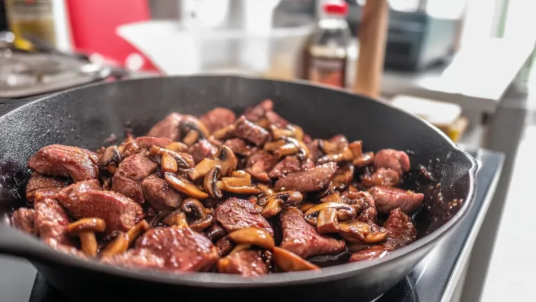 Фото блюда: Жареное свиное сердце с грибами