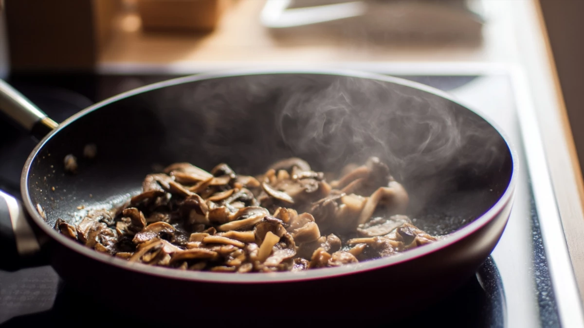 Фото блюда: Жареные грибы в бренди на сковороде, аромат как в ресторане