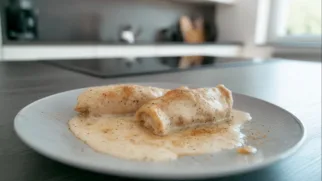 Фото рецепта: Нежные куриные зразы в белом соусе с мягкой сливочной текстурой