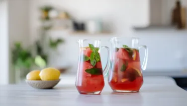 Фото рецепта Арбузный чай холодный с мятой и лимоном