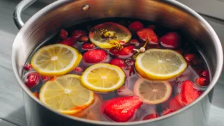 Фото рецепта: Ароматный компот из черноплодной рябины с цитрусами