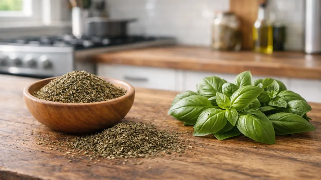 Базилик сушёный и свежий