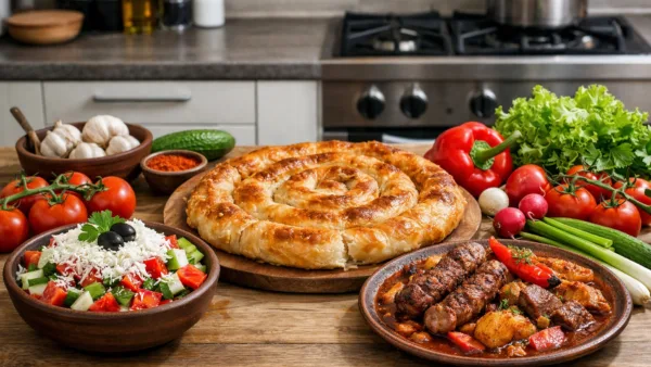 Традиционные блюда болгарской кухни на столе