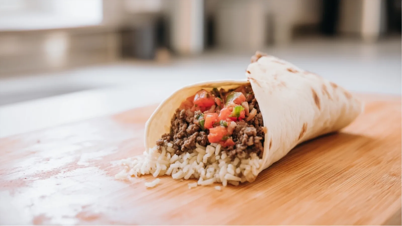 Фото блюда: Сытный буррито с говядиной и рассыпчатым рисом