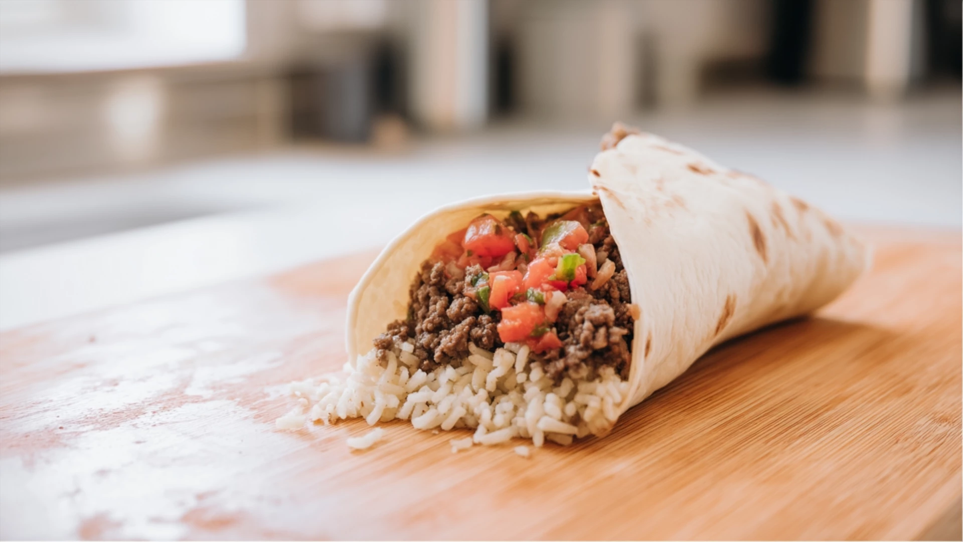 Фото блюда: Сытный буррито с говядиной и рассыпчатым рисом