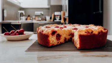 Фото рецепта Черешневый пирог на кефире с нежным мякишем и сочной начинкой