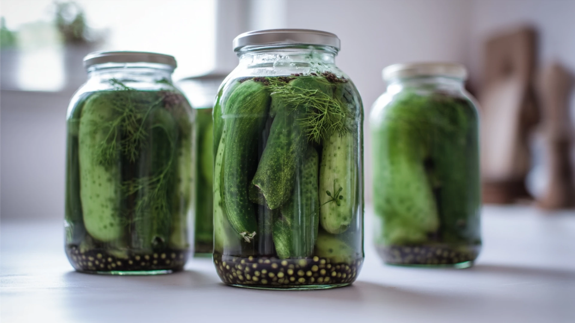 Фото блюда: Сочные солёные огурцы с семенами укропа для хрустящей зимы