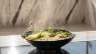 Фото рецепта: Овощное фо с китайской капустой – Рецепт с калорийностью и пошаговым приготовлением