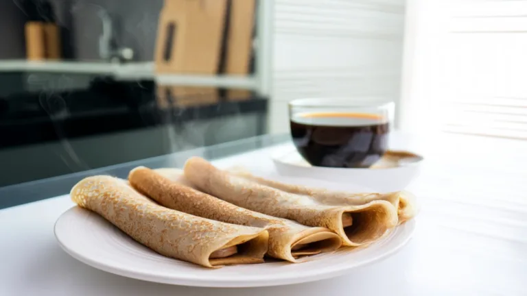 Фото рецепта: Гречневые блинчики с угрём и сладким соусом