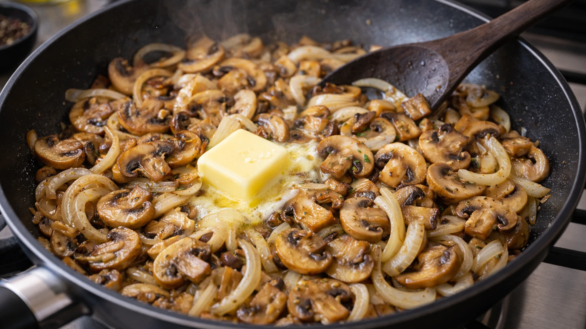 Добавить лук и масло