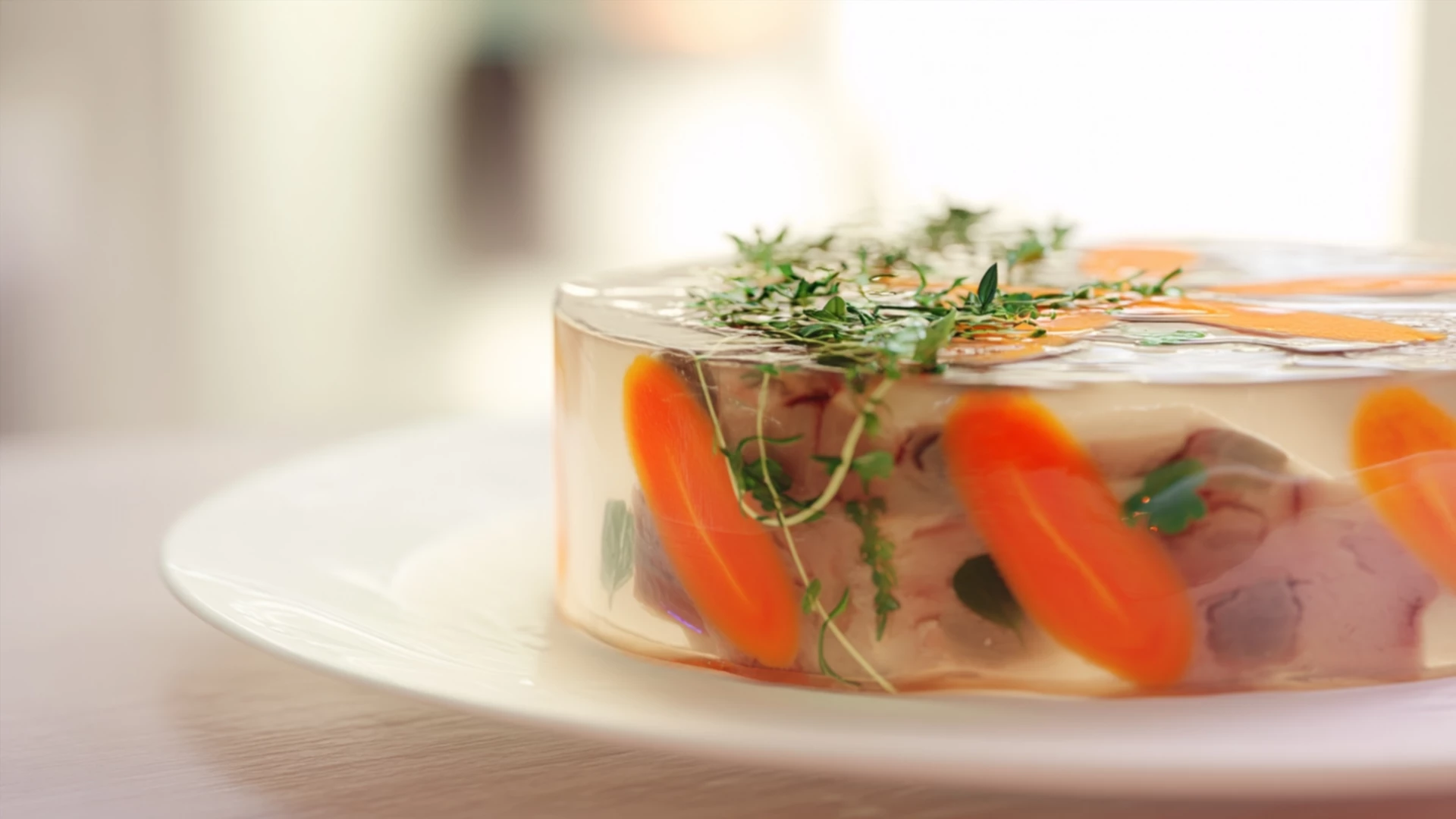 Фото блюда: Нежный холодец из языка с яркими овощами