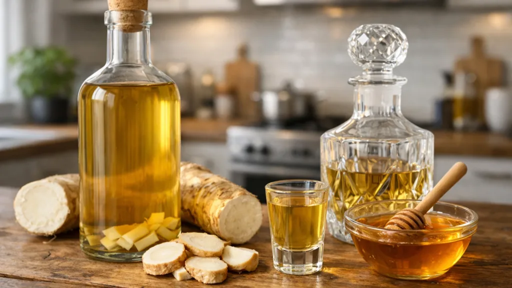 Хреновуха на самогоне в стеклянной бутылке