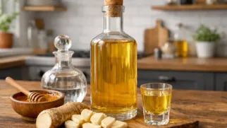 Фото рецепта: Хреновуха на самогоне с бодрящим характером и чистым вкусом