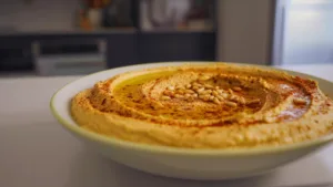 Фото блюда: Хумус с кедровыми орехами с бархатной текстурой и насыщенным вкусом