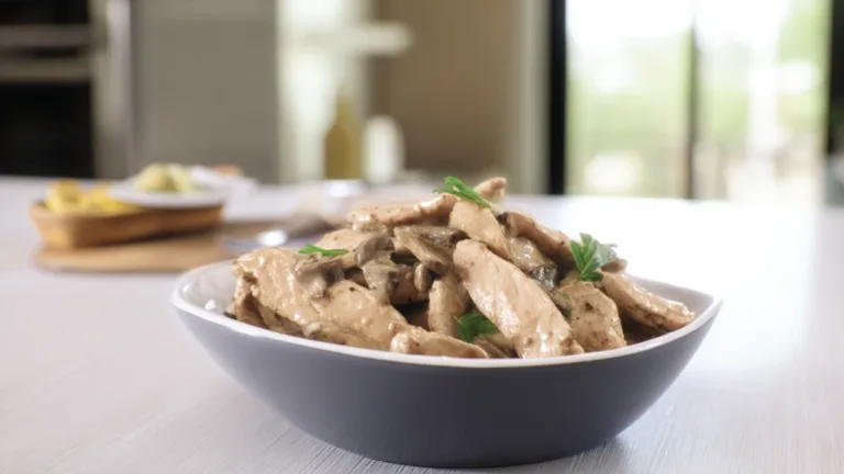 Фото рецепта: Нежная индейка в сливочном соусе с грибами для уютного ужина