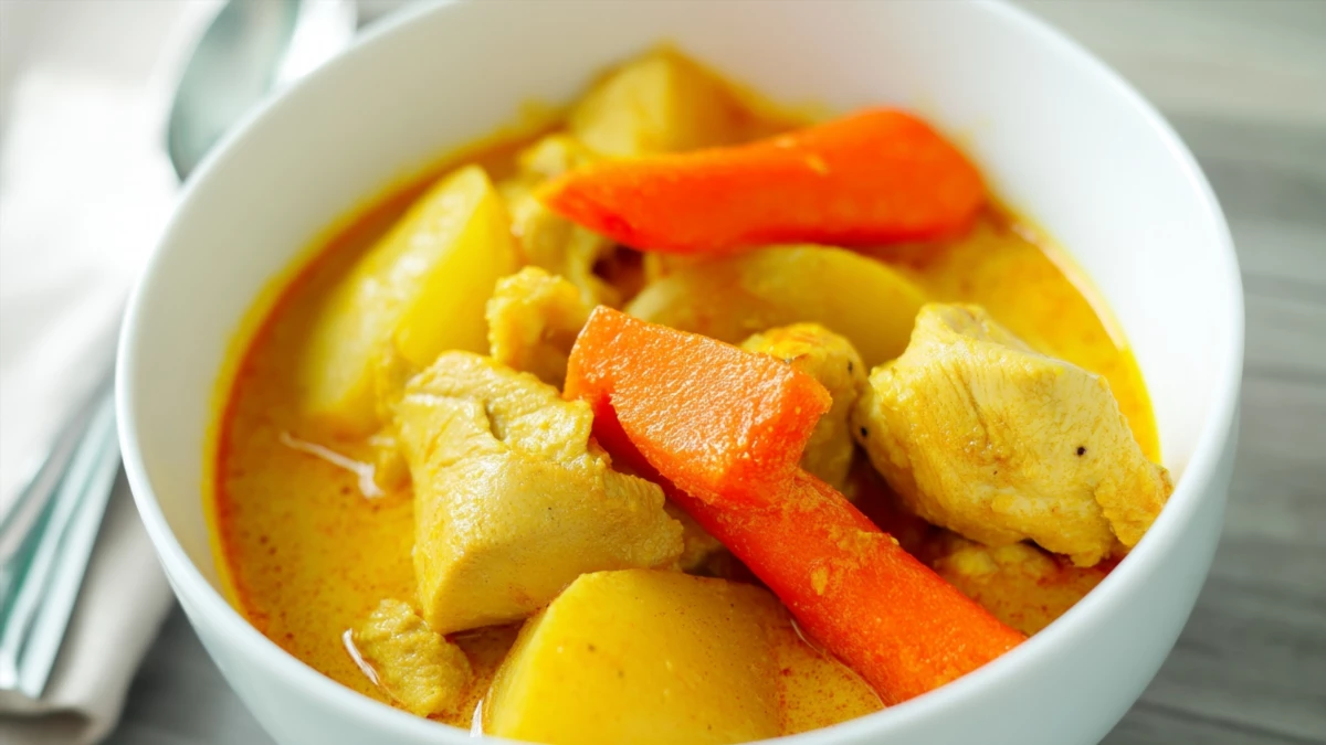 Фото блюда: Вкусное карри с кокосовым молоком и курицей