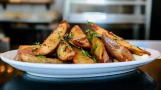 Фото рецепта: Картофель по-деревенски с чесноком и зеленью