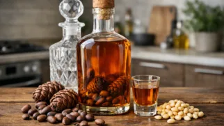 Фото рецепта: Таежная кедровая настойка на самогоне с глубоким ореховым ароматом