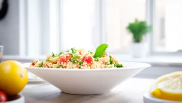 Фото рецепта Киноа табуле — легкий и свежий салат с помидорами и мятой