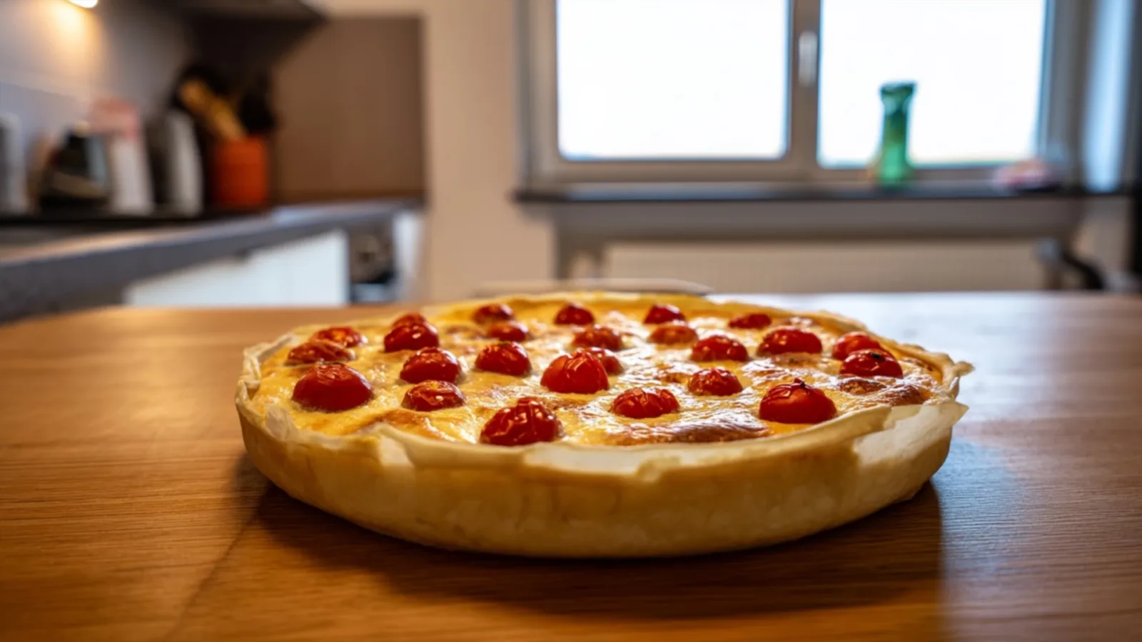 Фото блюда: Сливочный киш с помидорами черри и тонкой хрустящей корочкой