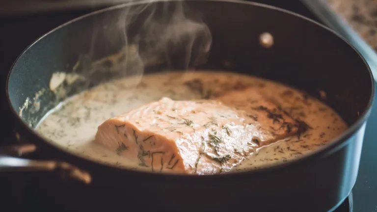 Фото блюда: Кижуч в сливочном соусе с укропом – Рецепт с низкой калорийностью