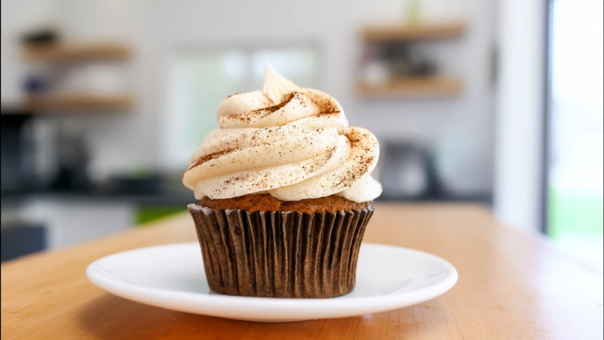 Фото блюда: Кофейный капкейк с воздушной сливочной шапкой и ярким ароматом кофе