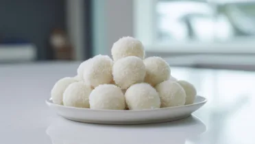 Фото блюда: Кокосовые конфеты с какао маслом – Вкусное лакомство с белым покрытием