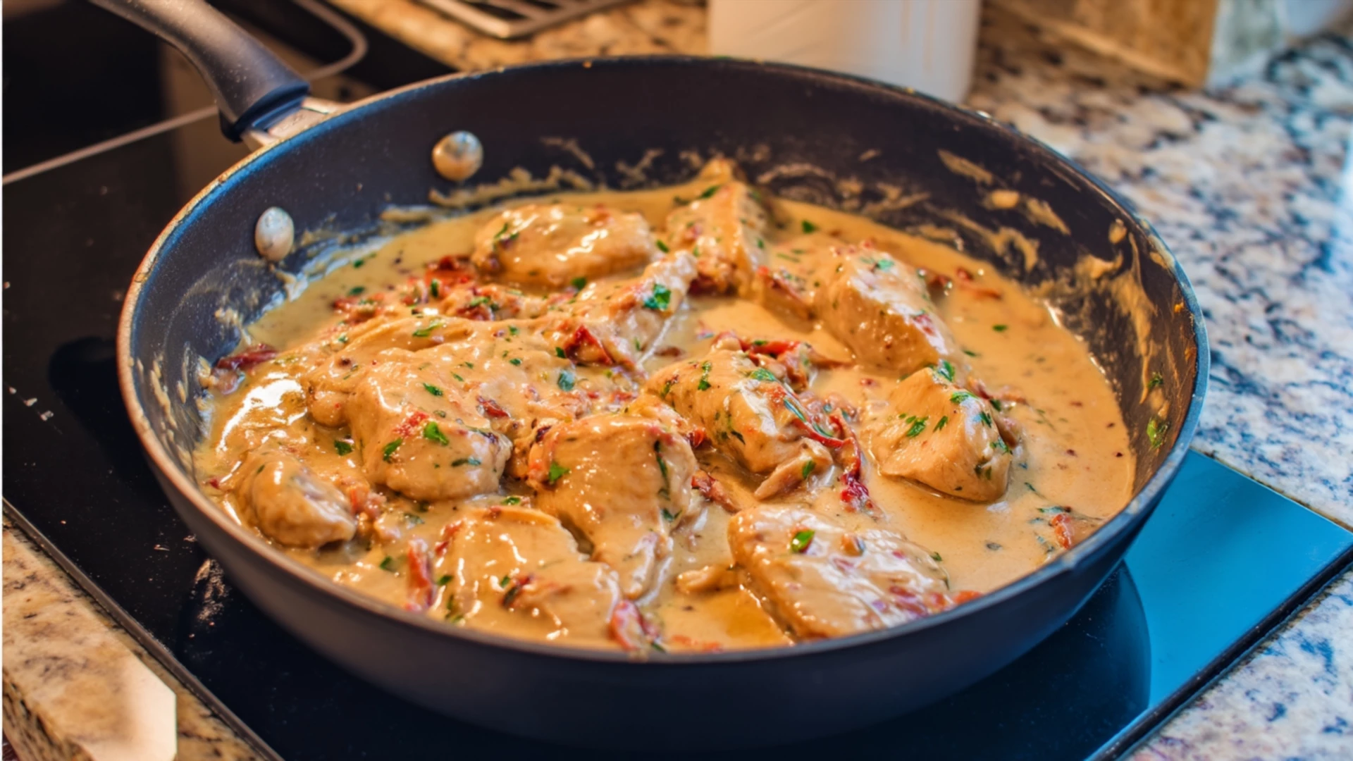 Фото блюда: Курица в сливочном соусе с чили и чесноком