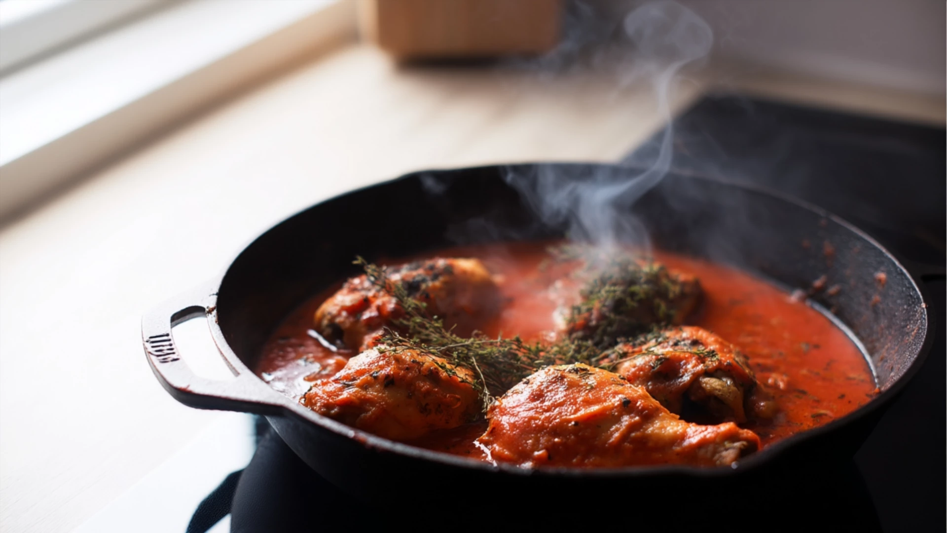 Фото блюда: Курица в томатном соусе с травами