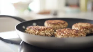 Фото блюда: Куриные котлеты с кедровыми орехами: ароматный вкус и хрустящая корочка
