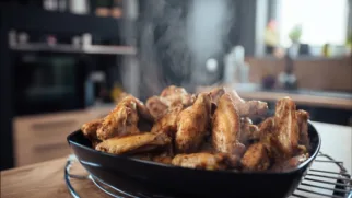 Фото рецепта: Куриные крылья в сметанно чесночном соусе с насыщенным вкусом и румяной корочкой