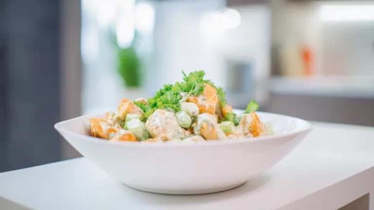 Фото блюда: Куриный салат с кремовым сыром – рецепт с калорийностью